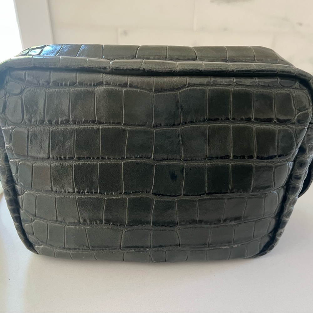 Clare V Crocodile Embossed Crossbody Bag in Dark Green